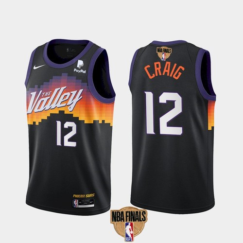 Men's Phoenix Suns #12 Torrey Craig 2021 Black NBA Finals City Edition Stitched NBA Jersey